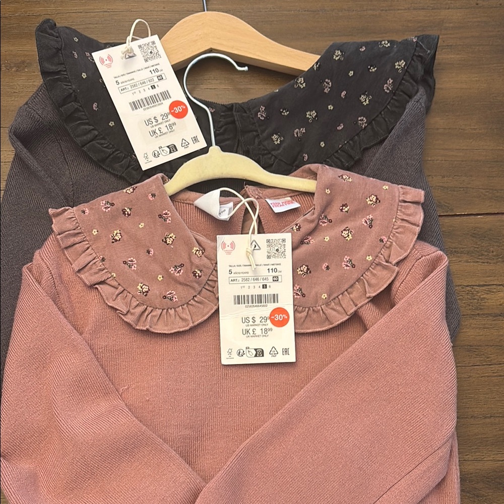 Zara Pink Floral Collar Sweater